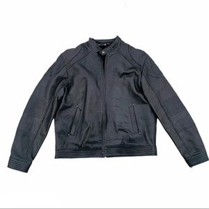 Knoles & Carter Jacket Black Leather Bomber Hoodie